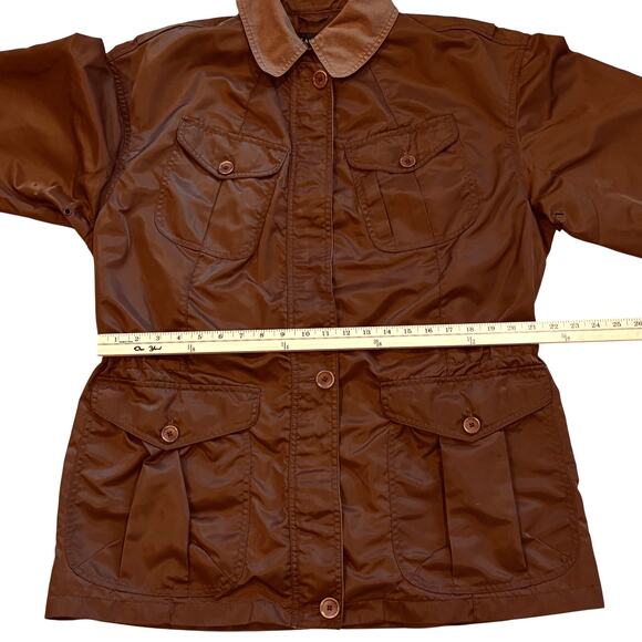 Ralph Lauren Utility Coat Womens S Brown Taffeta Nylon Jacket Drawstring Waist - Picture 12 of 15